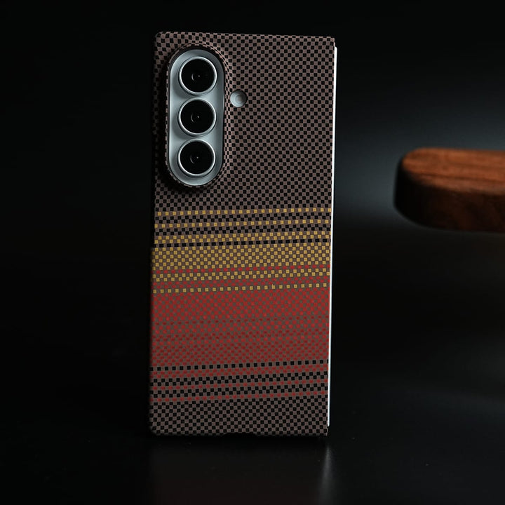 FRATO Z Fold 8 Series Carbon Fiber Texture Design Cover for Galaxy Z Fold 8 Ultra Hard Pc MagSafe | RedOrange