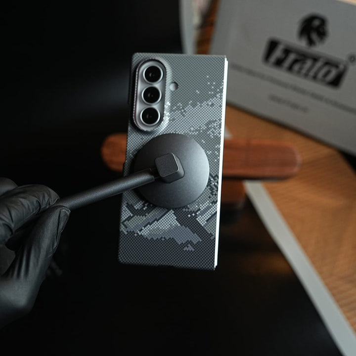 FRATO Z Fold 8 Series Carbon Fiber Texture Design Hard Pc for Galaxy Z Fold 8 Ultra with Magsafe | Gray Mountains