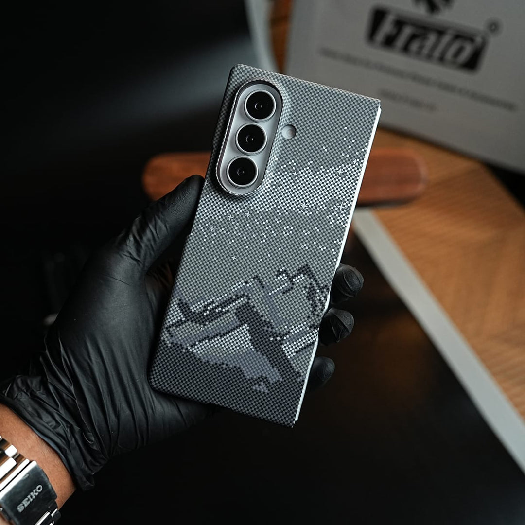 FRATO Z Fold 8 Series Carbon Fiber Texture Design Hard Pc for Galaxy Z Fold 8 Ultra with Magsafe | Gray Mountains