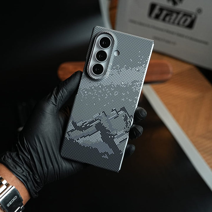 FRATO Z Fold 8 Series Carbon Fiber Texture Design Hard Pc for Galaxy Z Fold 8 Ultra with Magsafe | Gray Mountains
