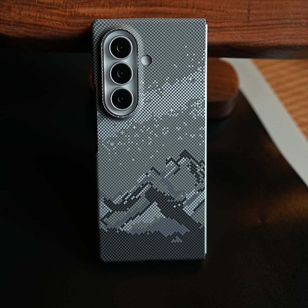 FRATO Z Fold 8 Series Carbon Fiber Texture Design Hard Pc for Galaxy Z Fold 8 Ultra with Magsafe | Gray Mountains
