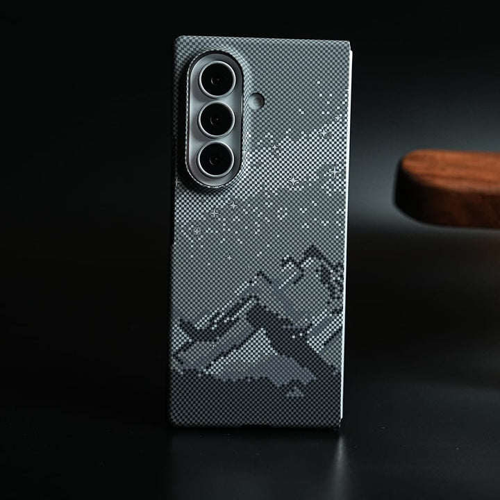 FRATO Z Fold 8 Series Carbon Fiber Texture Design Hard Pc for Galaxy Z Fold 8 Ultra with Magsafe | Gray Mountains