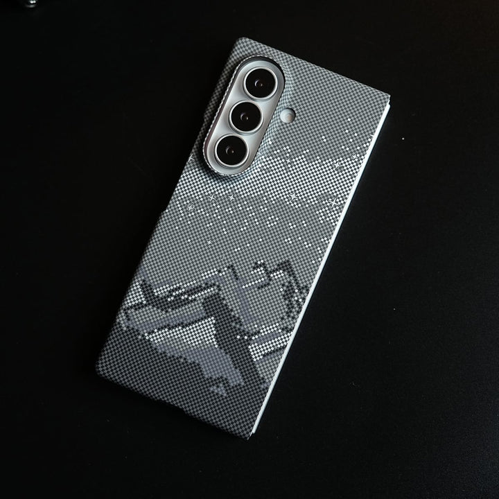 FRATO Z Fold 8 Series Carbon Fiber Texture Design Hard Pc for Galaxy Z Fold 8 Ultra with Magsafe | Gray Mountains