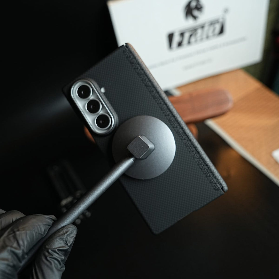 FRATO Z Fold 8 Series Carbon Fiber Texture Magnetic Case for Galaxy Z Fold 8 Ultra | Hinge Protection &amp; Tempered Glass