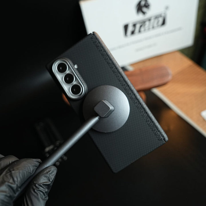 FRATO Z Fold 8 Series Carbon Fiber Texture Magnetic Case for Galaxy Z Fold 8 Ultra | Hinge Protection &amp; Tempered Glass