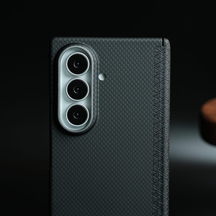 FRATO Z Fold 8 Series Carbon Fiber Texture Magnetic Case for Galaxy Z Fold 8 Ultra | Hinge Protection &amp; Tempered Glass