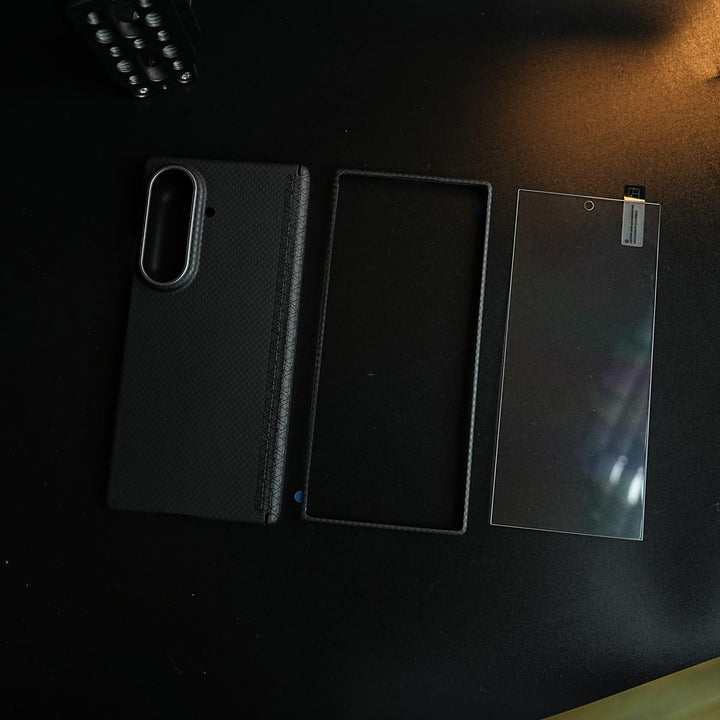 FRATO Z Fold 8 Series Carbon Fiber Texture Magnetic Case for Galaxy Z Fold 8 Ultra | Hinge Protection &amp; Tempered Glass