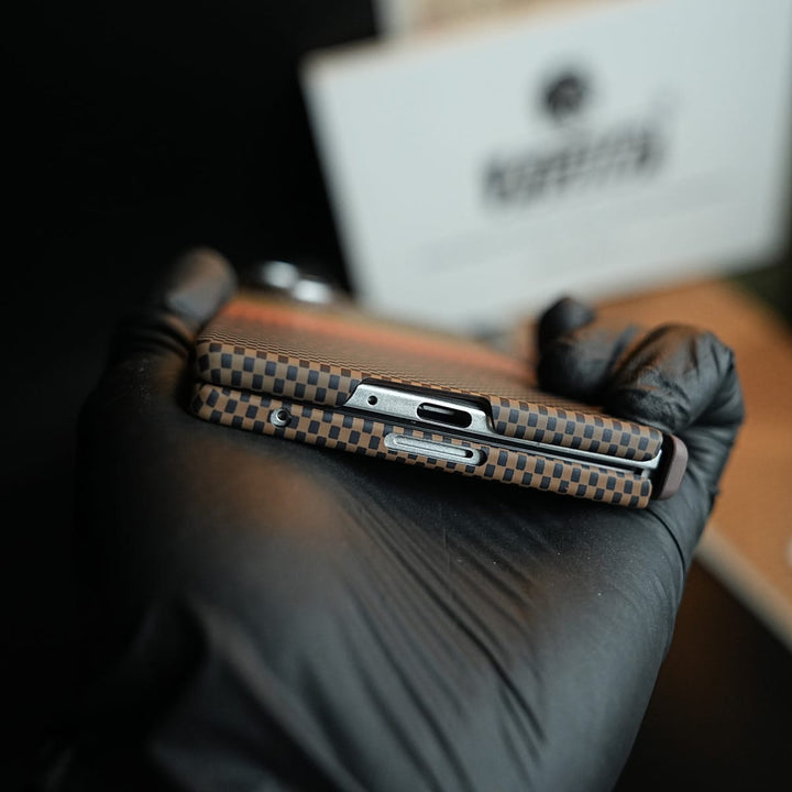 FRATO Z Fold 8 Series Carbon Fiber Texture Magnetic Case for Galaxy Z Fold 8 Ultra | Hinge Protection &amp; Tempered Glass