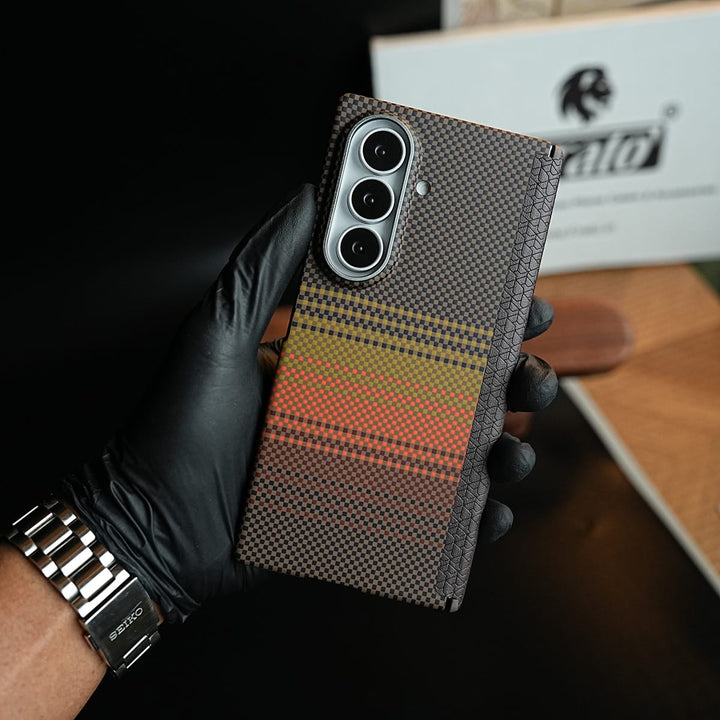 FRATO Z Fold 8 Series Carbon Fiber Texture Magnetic Case for Galaxy Z Fold 8 Ultra | Hinge Protection &amp; Tempered Glass