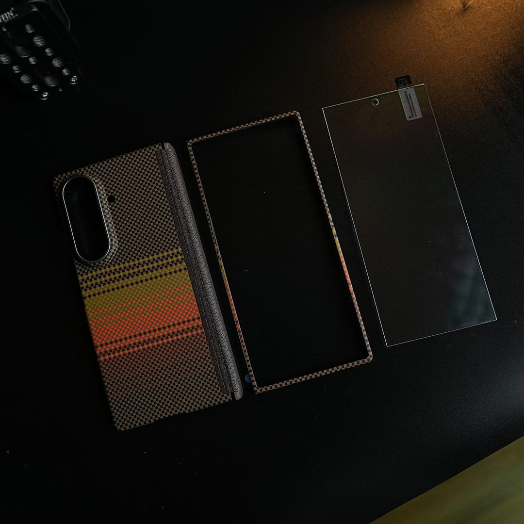FRATO Z Fold 8 Series Carbon Fiber Texture Magnetic Case for Galaxy Z Fold 8 Ultra | Hinge Protection &amp; Tempered Glass