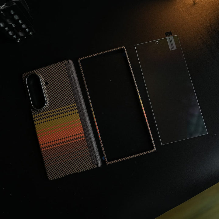 FRATO Z Fold 8 Series Carbon Fiber Texture Magnetic Case for Galaxy Z Fold 8 Ultra | Hinge Protection &amp; Tempered Glass