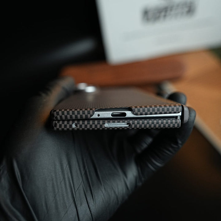FRATO Z Fold 8 Series Carbon Fiber Texture Magnetic Case for Galaxy Z Fold 8 Ultra | Hinge Protection &amp; Tempered Glass