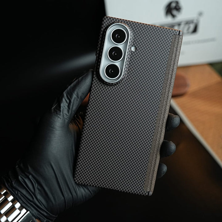 FRATO Z Fold 8 Series Carbon Fiber Texture Magnetic Case for Galaxy Z Fold 8 Ultra | Hinge Protection &amp; Tempered Glass