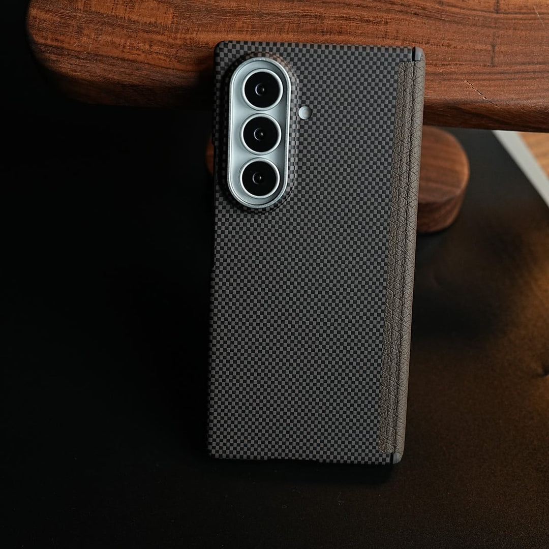 FRATO Z Fold 8 Series Carbon Fiber Texture Magnetic Case for Galaxy Z Fold 8 Ultra | Hinge Protection &amp; Tempered Glass