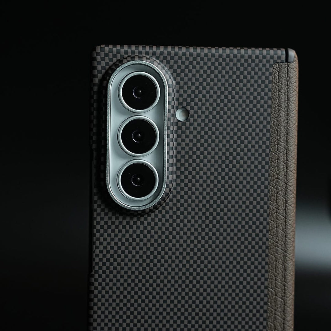 FRATO Z Fold 8 Series Carbon Fiber Texture Magnetic Case for Galaxy Z Fold 8 Ultra | Hinge Protection &amp; Tempered Glass