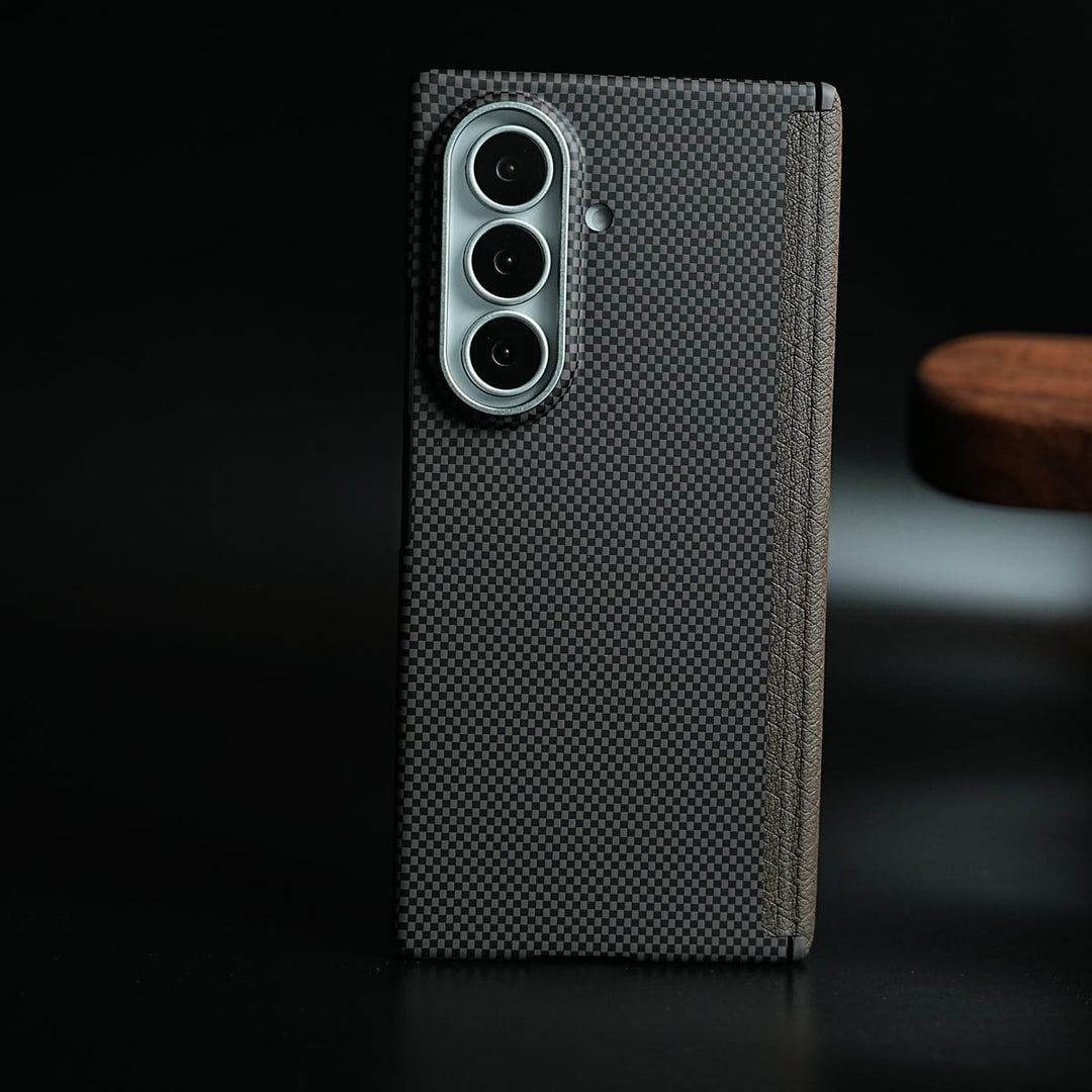 FRATO Z Fold 8 Series Carbon Fiber Texture Magnetic Case for Galaxy Z Fold 8 Ultra | Hinge Protection &amp; Tempered Glass