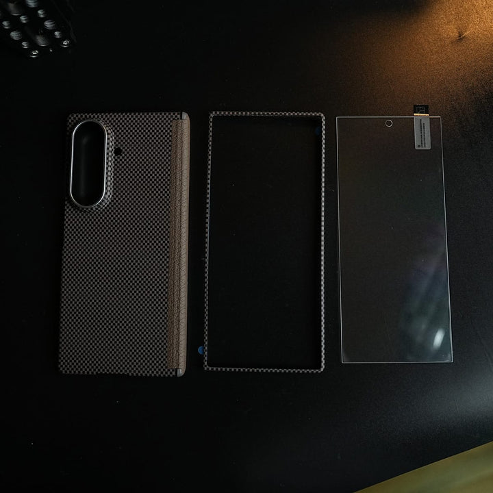 FRATO Z Fold 8 Series Carbon Fiber Texture Magnetic Case for Galaxy Z Fold 8 Ultra | Hinge Protection &amp; Tempered Glass