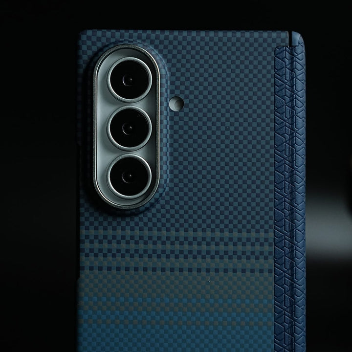 FRATO Z Fold 8 Series Carbon Fiber Texture Magnetic Case for Galaxy Z Fold 8 Ultra | Hinge Protection &amp; Tempered Glass