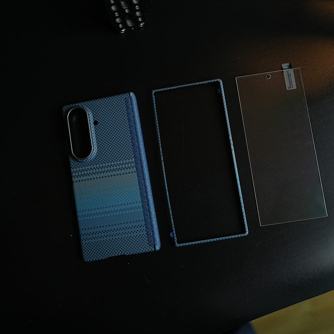 FRATO Z Fold 8 Series Carbon Fiber Texture Magnetic Case for Galaxy Z Fold 8 Ultra | Hinge Protection &amp; Tempered Glass