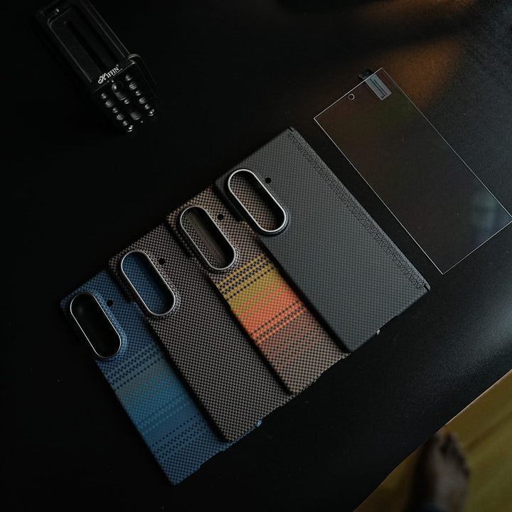 FRATO Z Fold 8 Series Carbon Fiber Texture Magnetic Case for Galaxy Z Fold 8 Ultra | Hinge Protection &amp; Tempered Glass