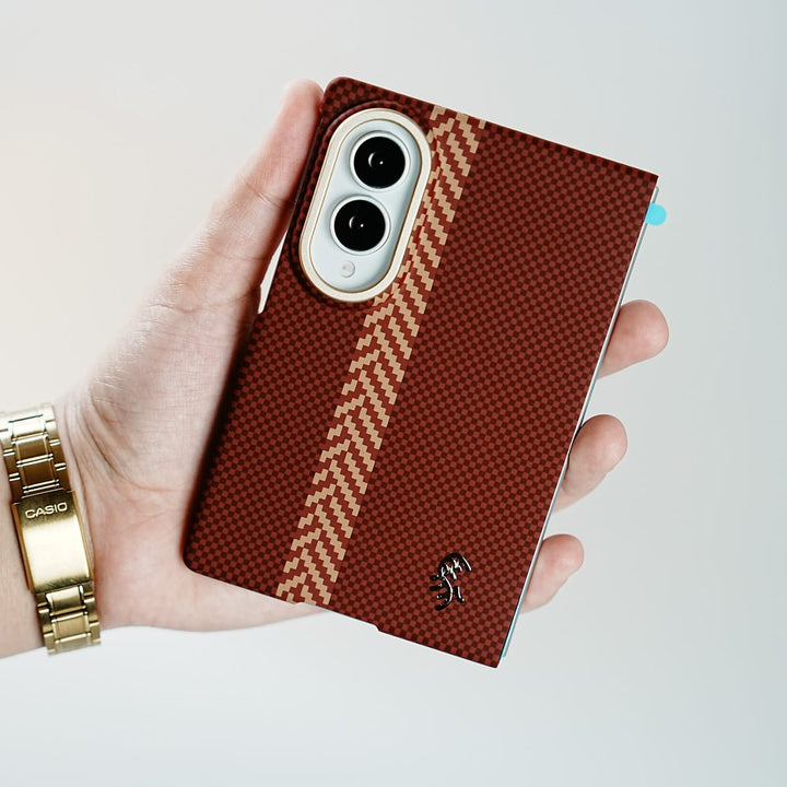 FRATO Z Fold 8 Series Check Pattern Magnetic Back Case for Galaxy Z Fold 8 | Chevron Stripe Design