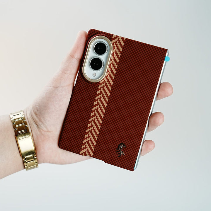 FRATO Z Fold 8 Series Check Pattern Magnetic Back Case for Galaxy Z Fold 8 | Chevron Stripe Design