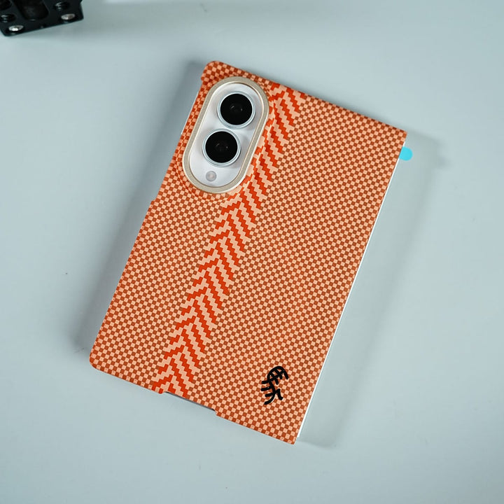 FRATO Z Fold 8 Series Check Pattern Magnetic Back Case for Galaxy Z Fold 8 | Chevron Stripe Design