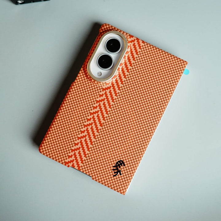 FRATO Z Fold 8 Series Check Pattern Magnetic Back Case for Galaxy Z Fold 8 | Chevron Stripe Design