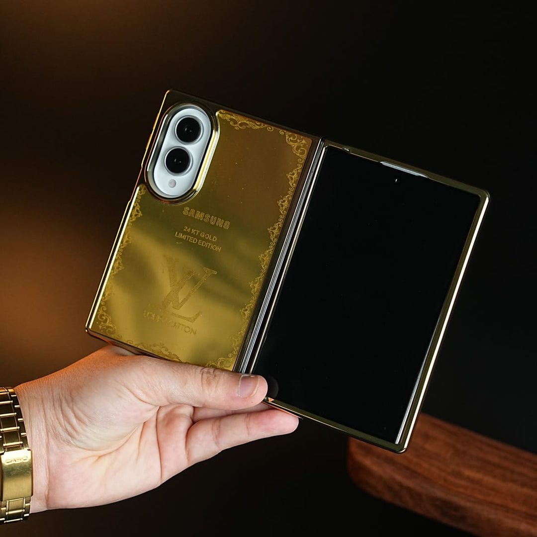 FRATO Z Fold 8 Series Design 3 Premium Gold Mirror Case for Samsung Galaxy Z Fold 8 | Printed Design Cover