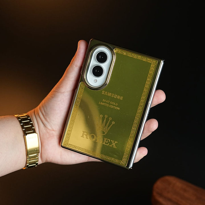 FRATO Z Fold 8 Series Design 4 Premium Gold Mirror Case for Samsung Galaxy Z Fold 8 | Printed Design Cover