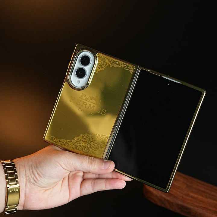 FRATO Z Fold 8 Series Design 6 Premium Gold Mirror Case for Samsung Galaxy Z Fold 8 | Printed Design Cover
