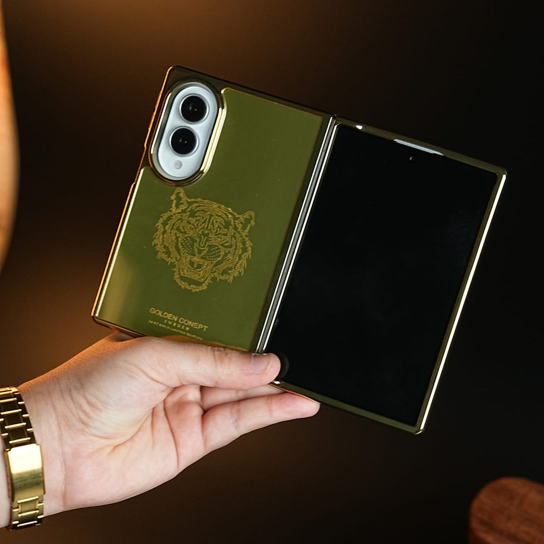 FRATO Z Fold 8 Series Design 8 Premium Gold Mirror Case for Samsung Galaxy Z Fold 8 | Printed Design Cover