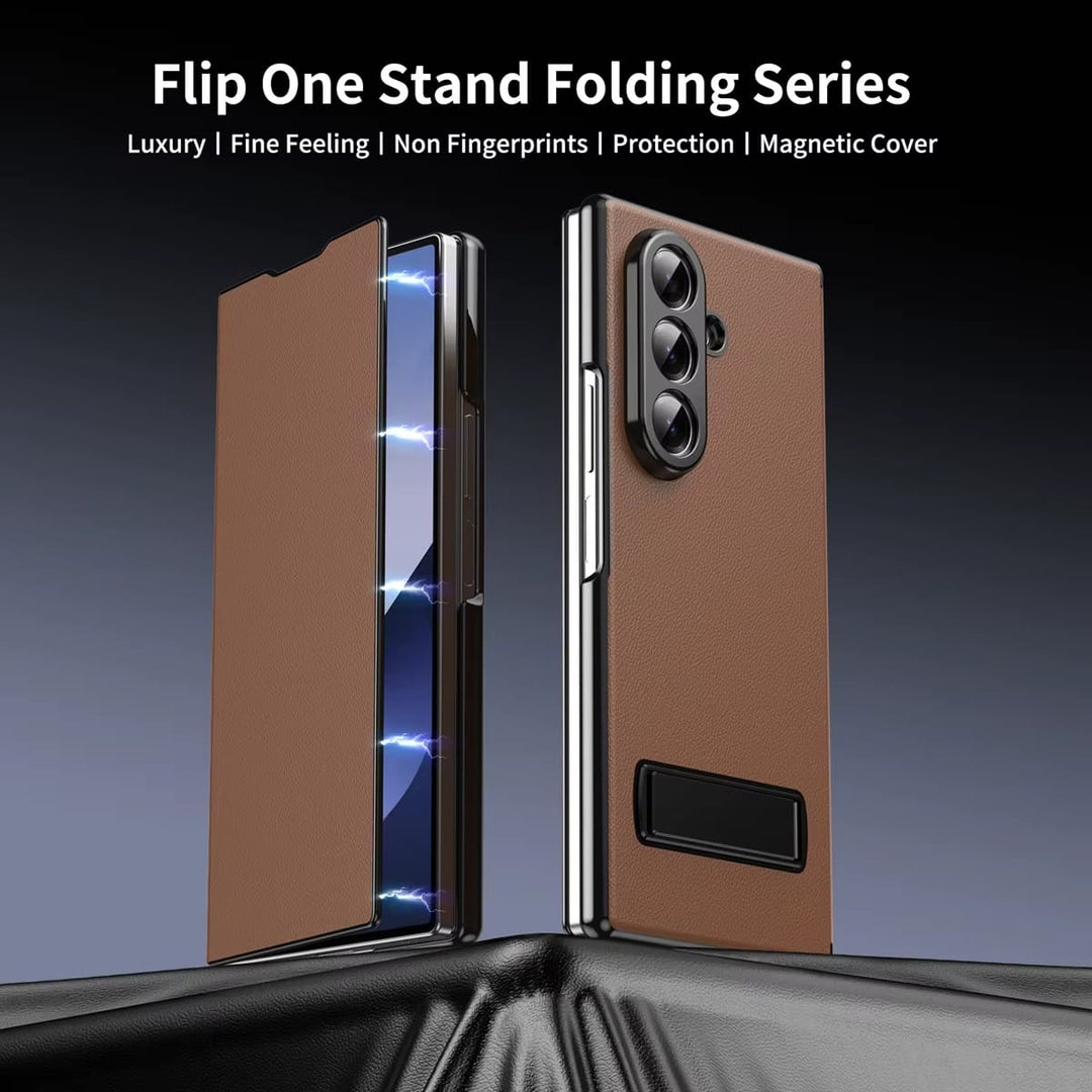 FRATO Z Fold 8 Series Flip Cover with Metal Kickstand for Samsung Galaxy Z Fold 8 Ultra | PU Leather Protective Case