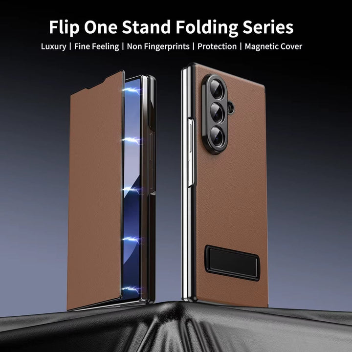 FRATO Z Fold 8 Series Flip Cover with Metal Kickstand for Samsung Galaxy Z Fold 8 Ultra | PU Leather Protective Case