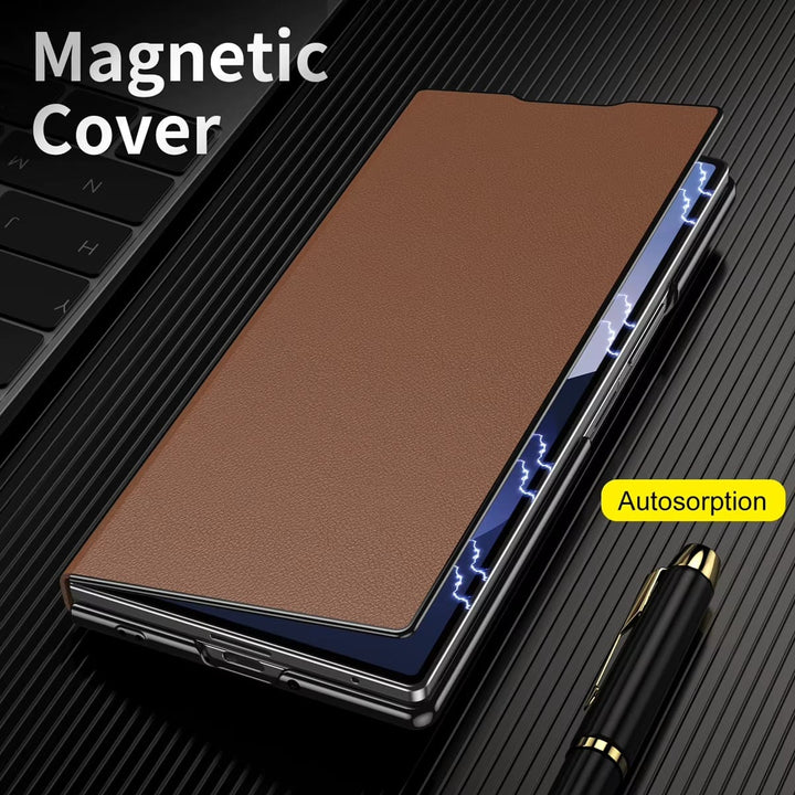 FRATO Z Fold 8 Series Flip Cover with Metal Kickstand for Samsung Galaxy Z Fold 8 Ultra | PU Leather Protective Case