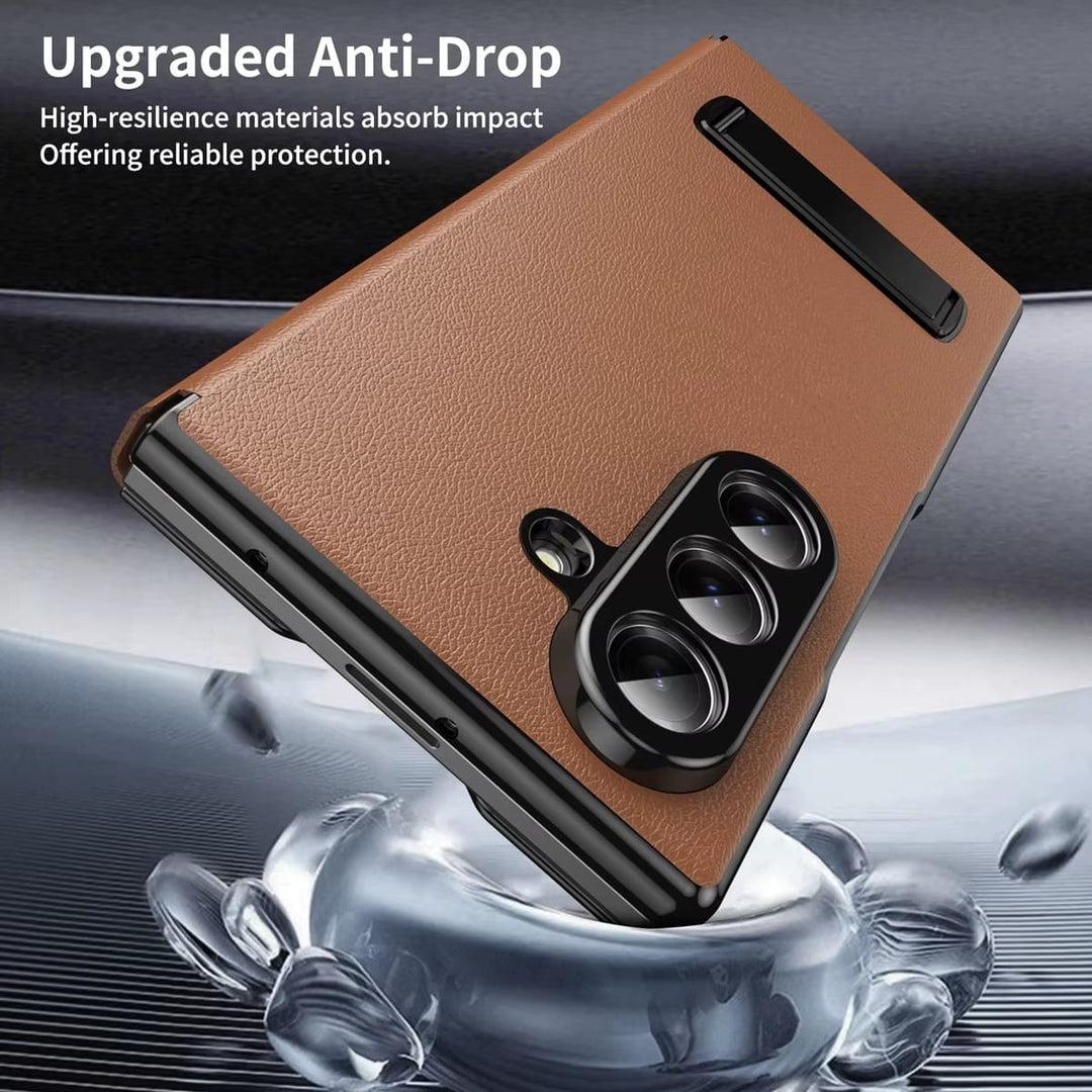 FRATO Z Fold 8 Series Flip Cover with Metal Kickstand for Samsung Galaxy Z Fold 8 Ultra | PU Leather Protective Case