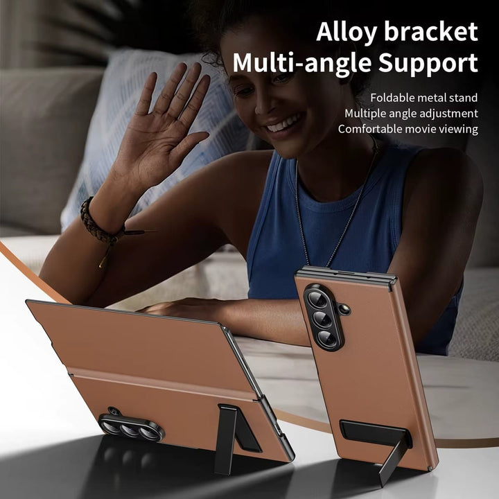 FRATO Z Fold 8 Series Flip Cover with Metal Kickstand for Samsung Galaxy Z Fold 8 Ultra | PU Leather Protective Case