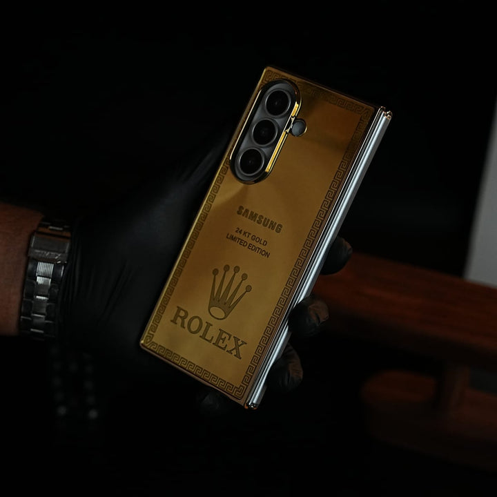 FRATO Z Fold 8 Series Fold 8 Ultra / Design 4 Premium Gold Mirror Case for Galaxy Z Fold Series | Printed Design Cover
