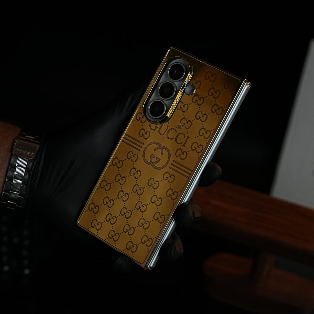FRATO Z Fold 8 Series Fold 8 Ultra / Design 5 Premium Gold Mirror Case for Galaxy Z Fold Series | Printed Design Cover