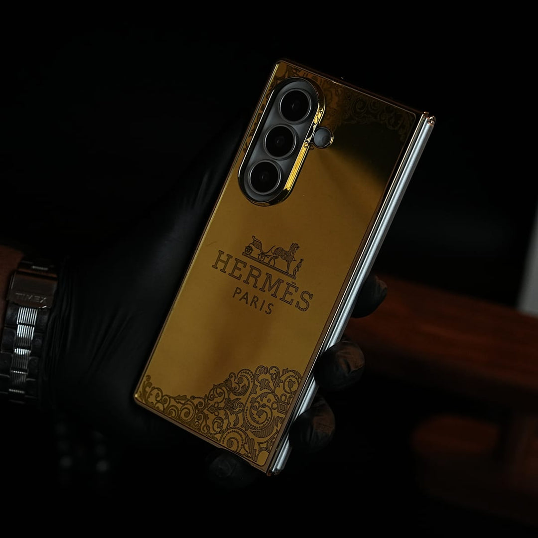 FRATO Z Fold 8 Series Fold 8 Ultra / Design 7 Premium Gold Mirror Case for Galaxy Z Fold Series | Printed Design Cover