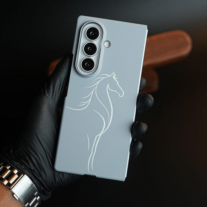 FRATO Z Fold 8 Series Gray Aramid Design Hard Pc Case for Samsung Galaxy Z Fold 8 Ultra | MagSafe Cover | Horse