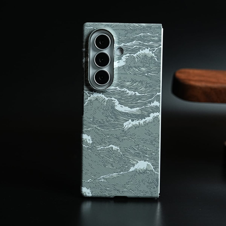 FRATO Z Fold 8 Series Gray Artistic Wave Print Case for Galaxy Z Fold 8 Ultra | MagSafe Slim Case