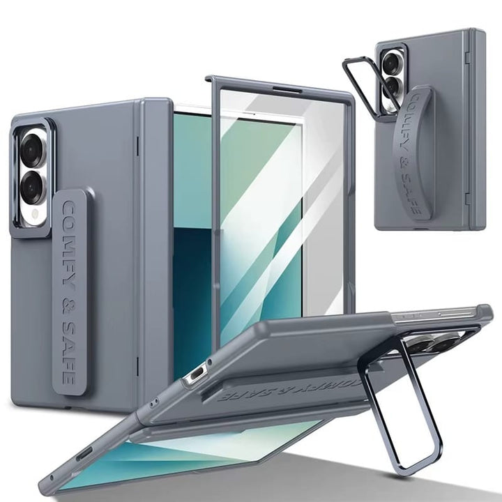 FRATO Z Fold 8 Series Gray Hinge Protection Case for Samsung Galaxy Z Fold 8 | S Pen Holder &amp; Metal Stand Cover