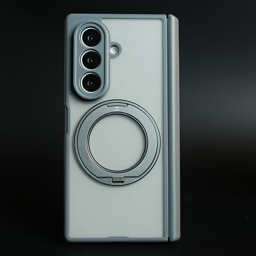 FRATO Z Fold 8 Series Gray Magnetic Frosted Armor Case for Samsung Galaxy Z fold 8 Ultra | Rotating Metal Stand