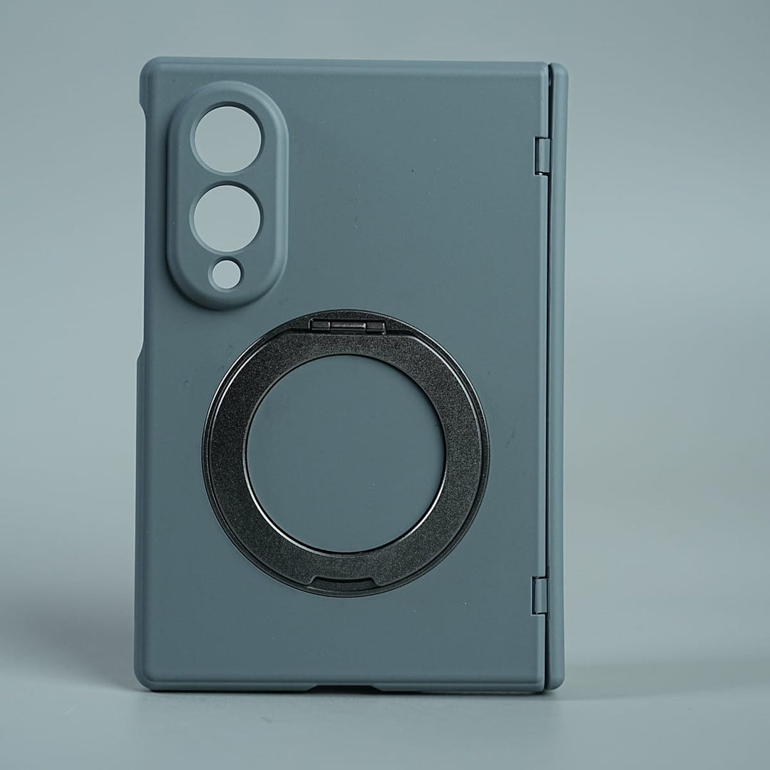 FRATO Z Fold 8 Series Gray Matte Ring Stand Case For Galaxy Z Fold 8 | Built-in Screen Protector &amp; Full Hinge Protection