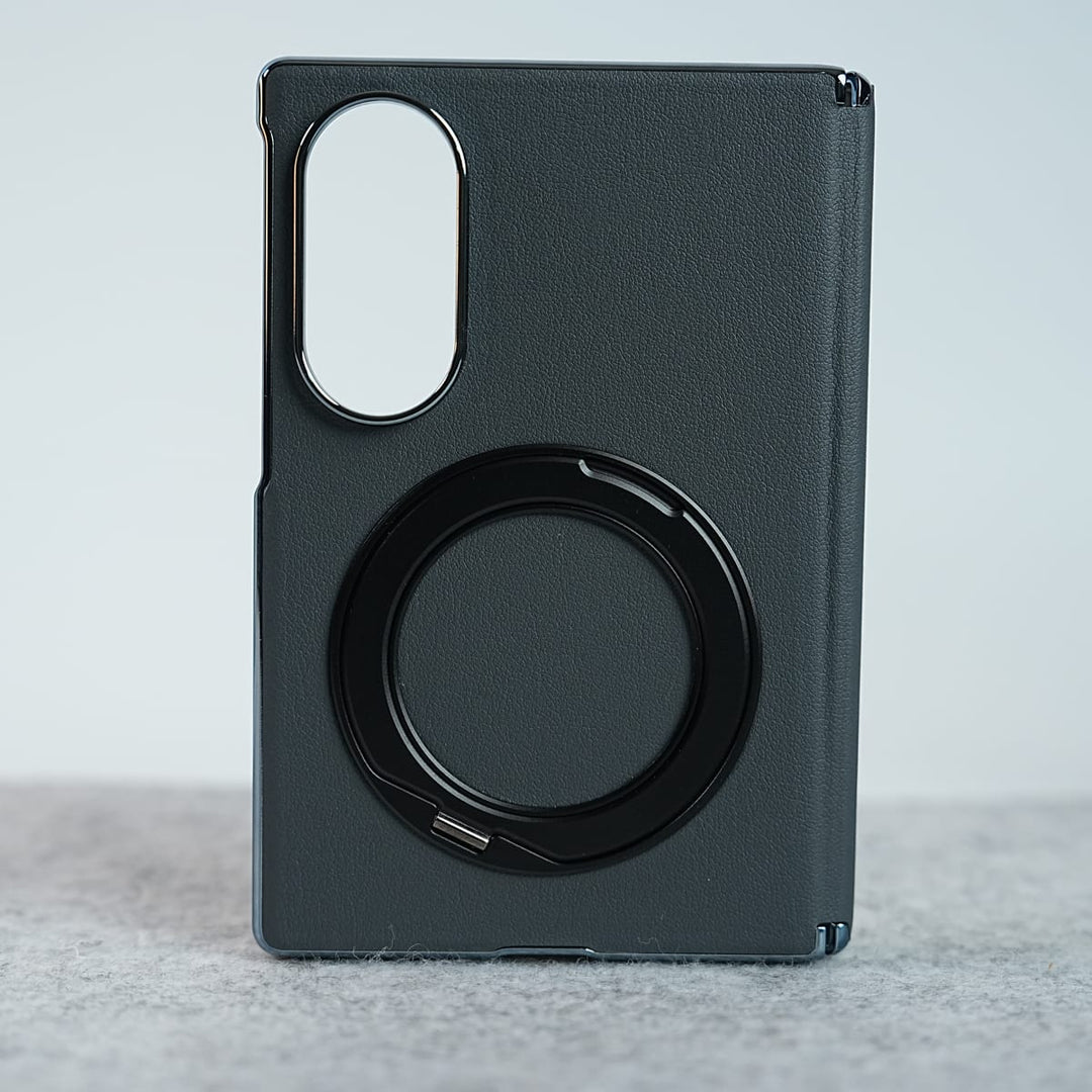 FRATO Z Fold 8 Series Gray Premium Leather Texture Case For Galaxy Z Fold 8 | Foldable Ring Stand &amp; Metal Camera Frame