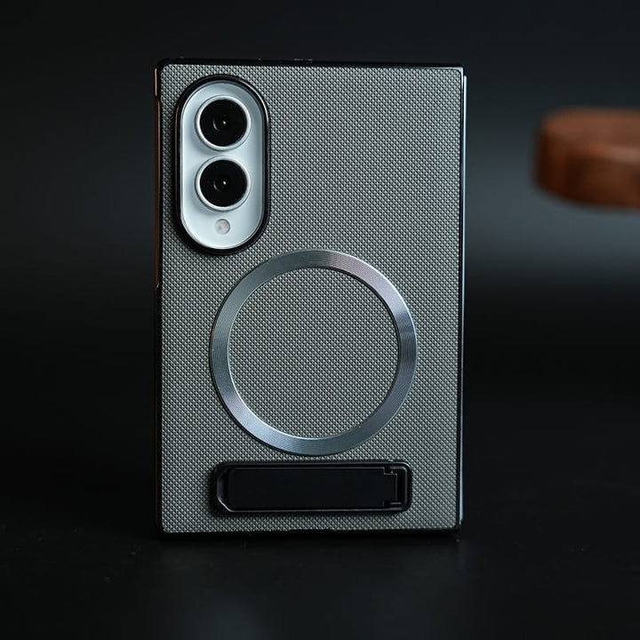 FRATO Z Fold 8 Series Gray Premium Textured MagSafe Compatible Case for Samsung Galaxy Z Fold 8 | Magnetic Ring &amp; Built-In Kickstand