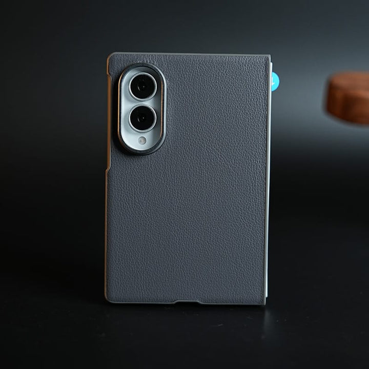 FRATO Z Fold 8 Series Gray PU Leather Case with Front Glass for Samsung Galaxy Z Fold 8 | Full-Body Protective Cover