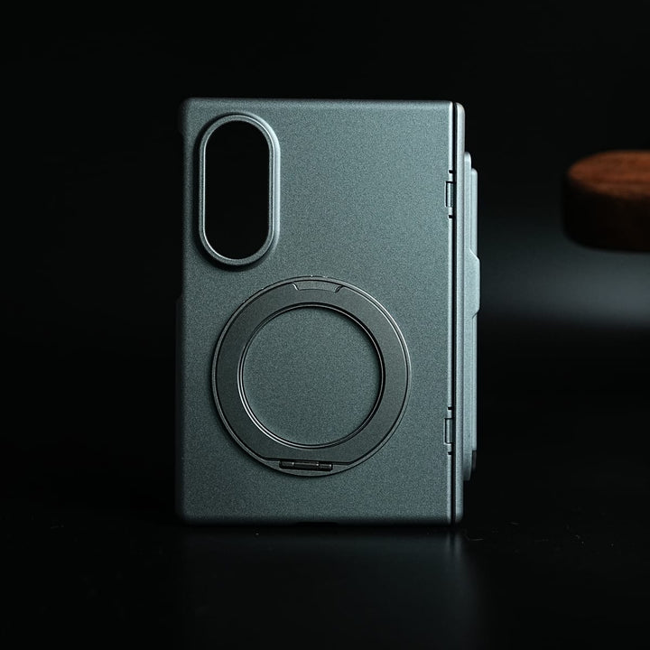 FRATO Z Fold 8 Series Gray S Pen Holder Case for Galaxy Z Fold 8 with Rotating Ring Stand