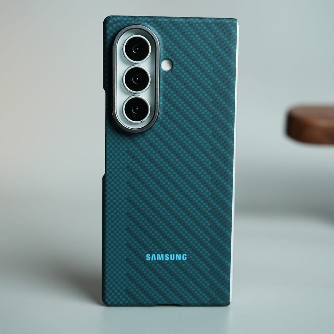 FRATO Z Fold 8 Series Green Carbon Fiber Texture Magnetic Case for Galaxy Z Fold 8 Ultra | Tempered Glass Screen Protector